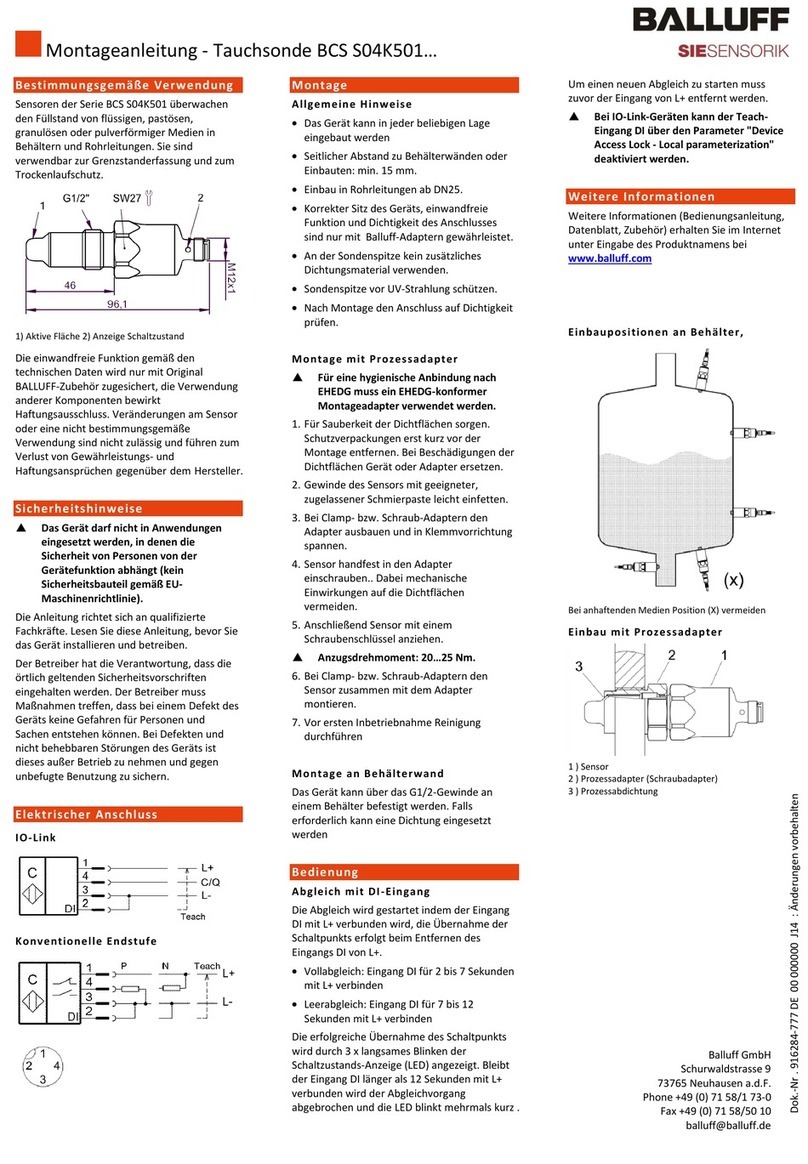 Balluff BCS S04K501Series User manual Balluff BCS S04K501Series User manual
