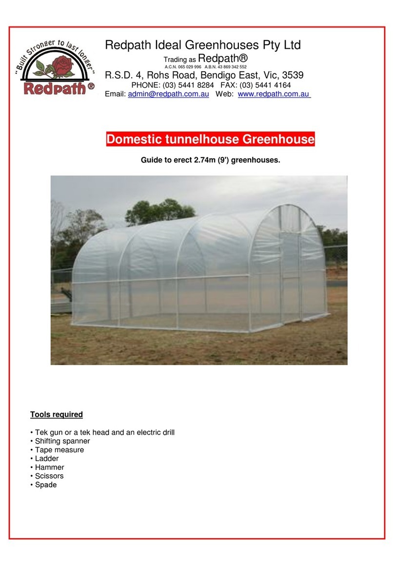 Redpath Domestic tunnelhouse Greenhouse 2.74 manual