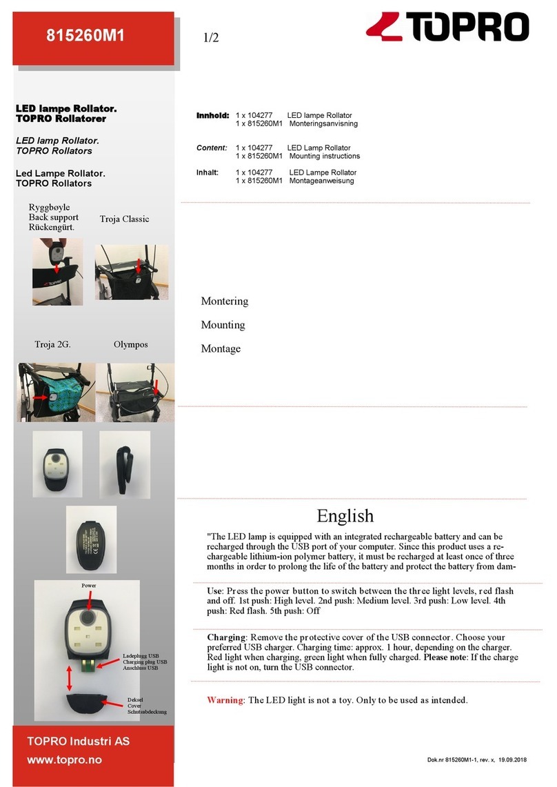 TOPRO LED Lamp Rollator Mounting instructions TOPRO LED Lamp Rollator Mounting instructions