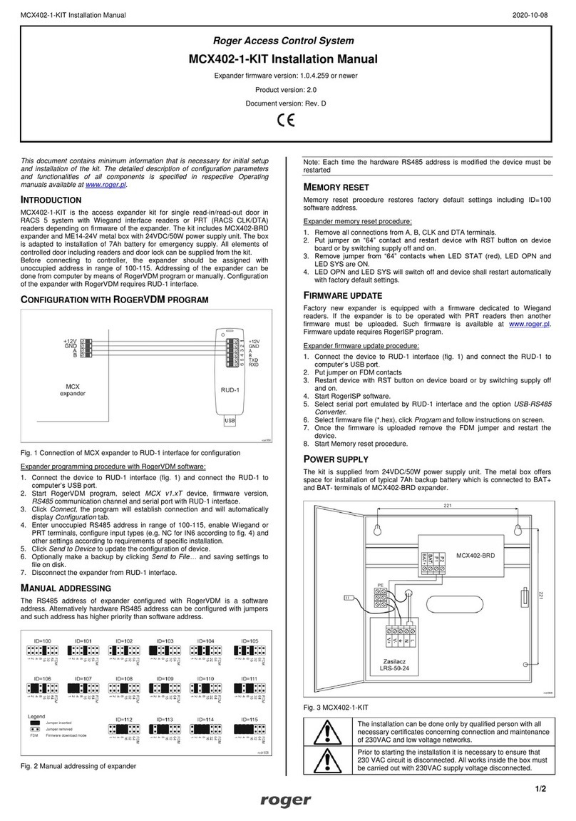 Roger MCX402-BRD installation manual