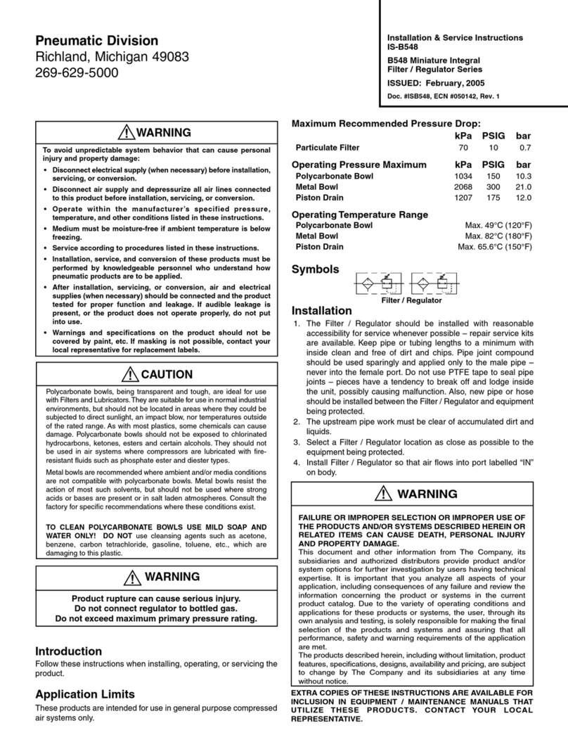 Parker B548 Installation and maintenance instructions