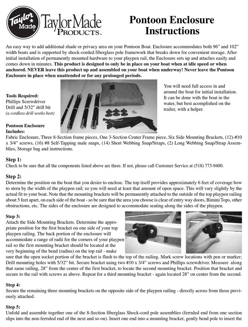 Taylor Made Pontoon Enclosure instructions