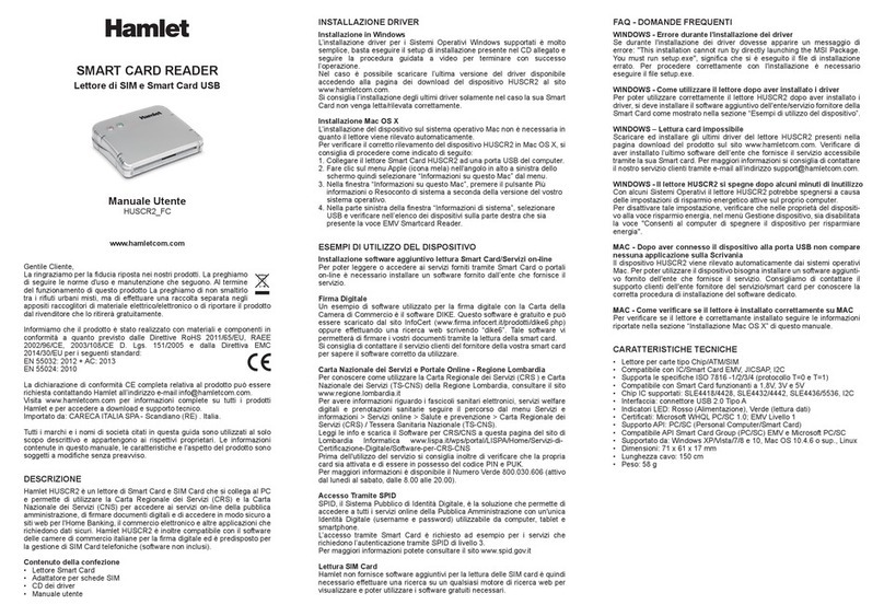 Hamlet HUSCR2 user manual
