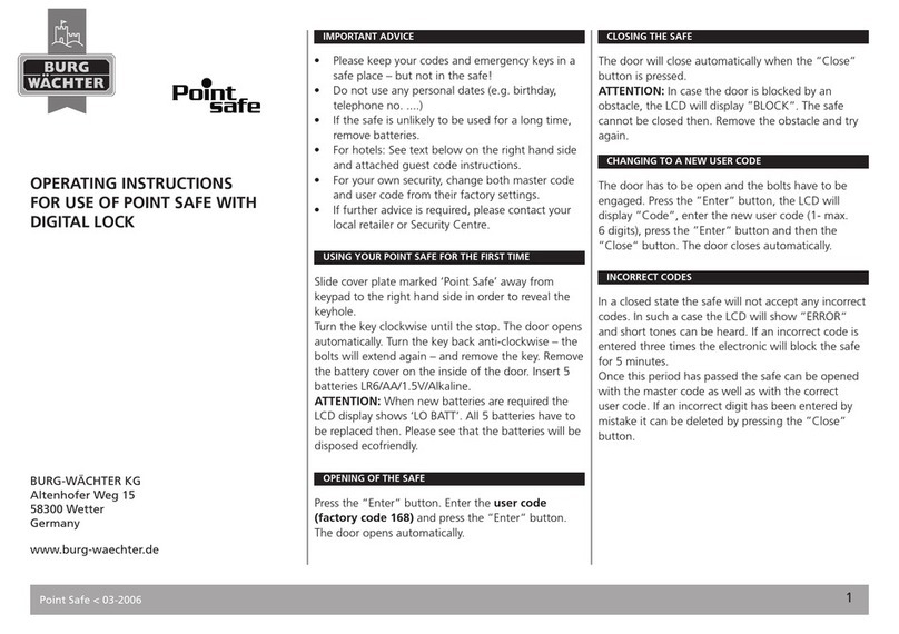 BURG-WACHTER PointSafe operating instructions