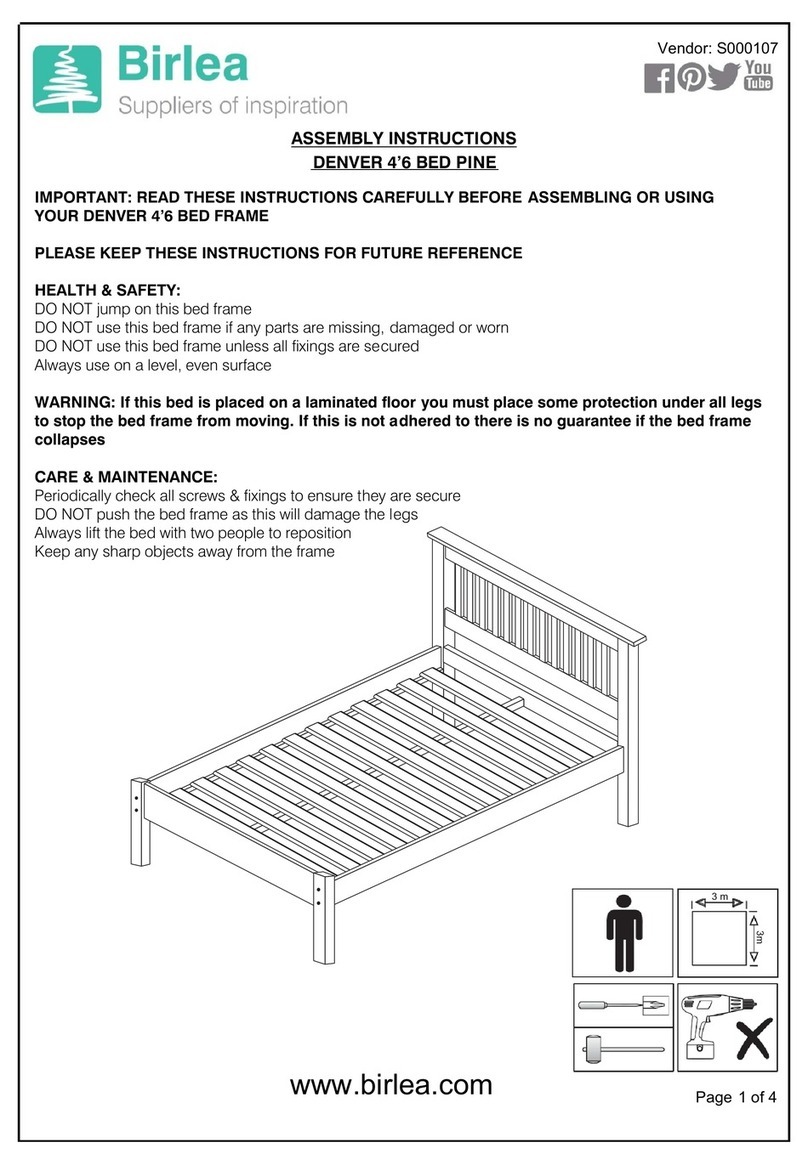 Birlea DENVER 4’6 BED PINE User manual Birlea DENVER 4’6 BED PINE User manual