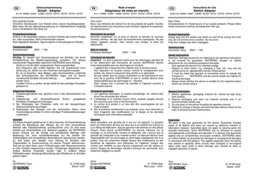 Isotronic 63680 Instructions for use