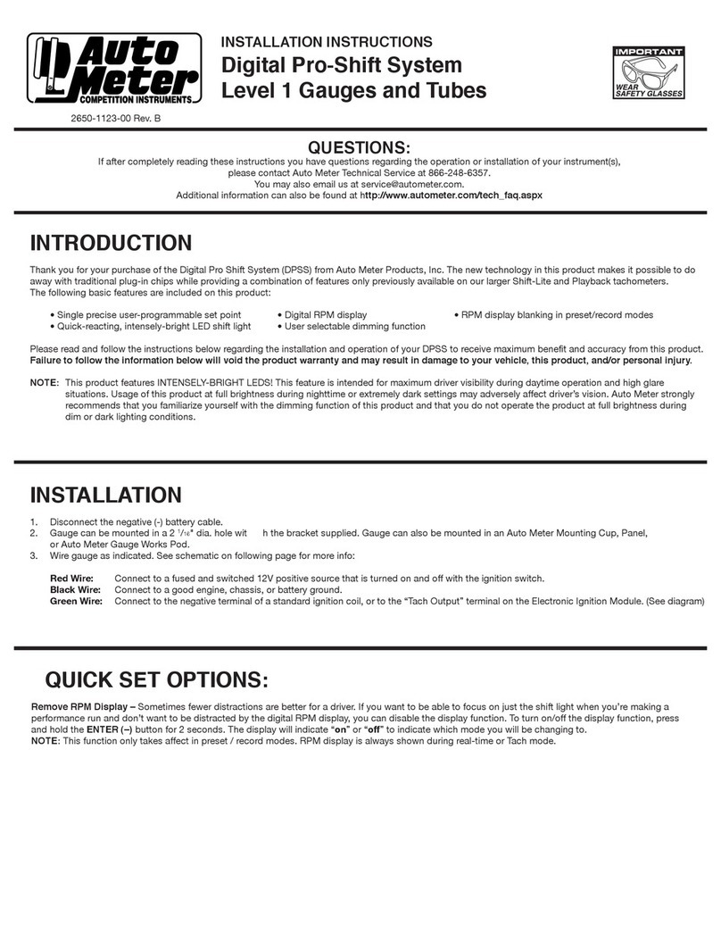 AutoMeter Digital Pro Shift System installation instructions