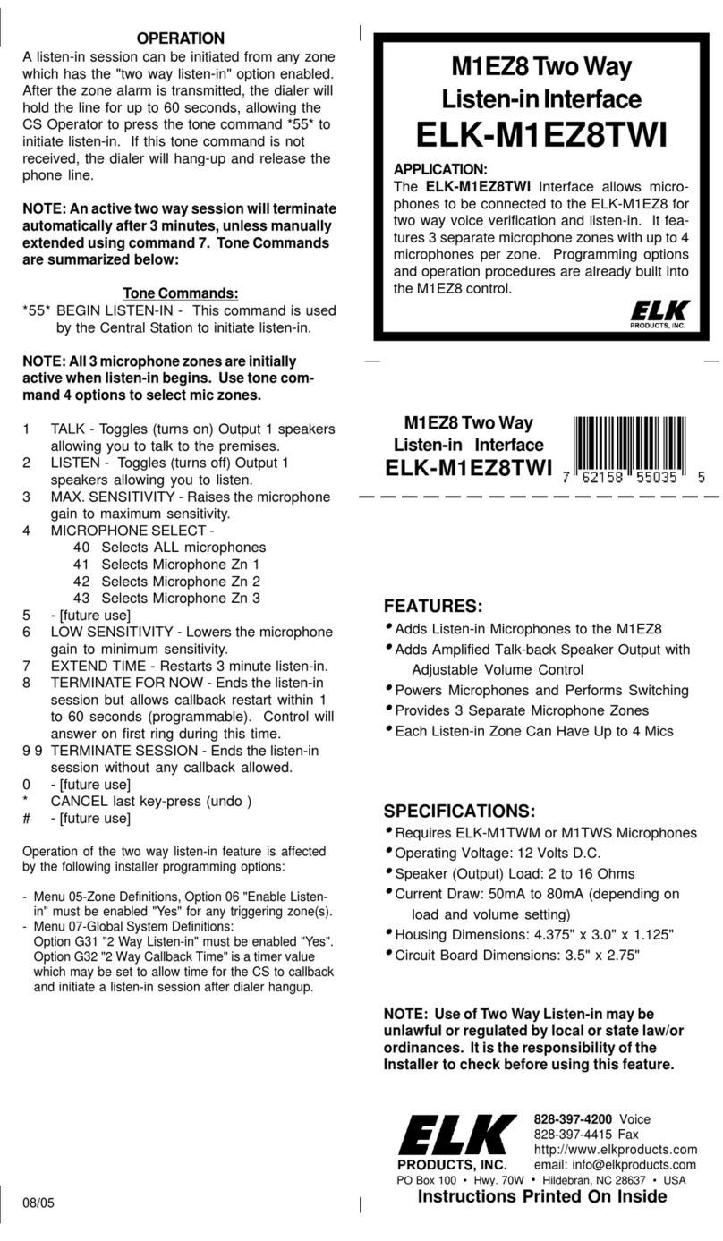 Elk ELK-M1EZ8TWI quick guide
