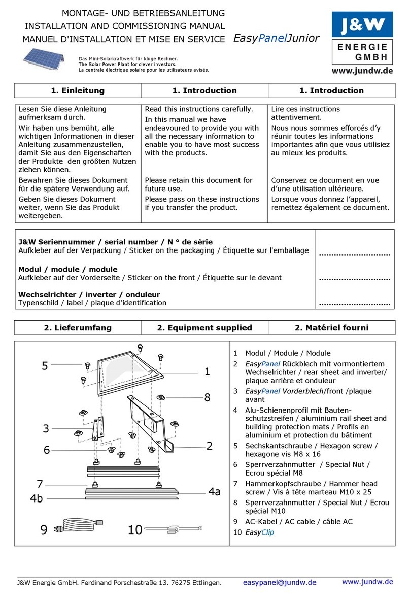 J&W EasyPanelJunior Installation and commissioning manual