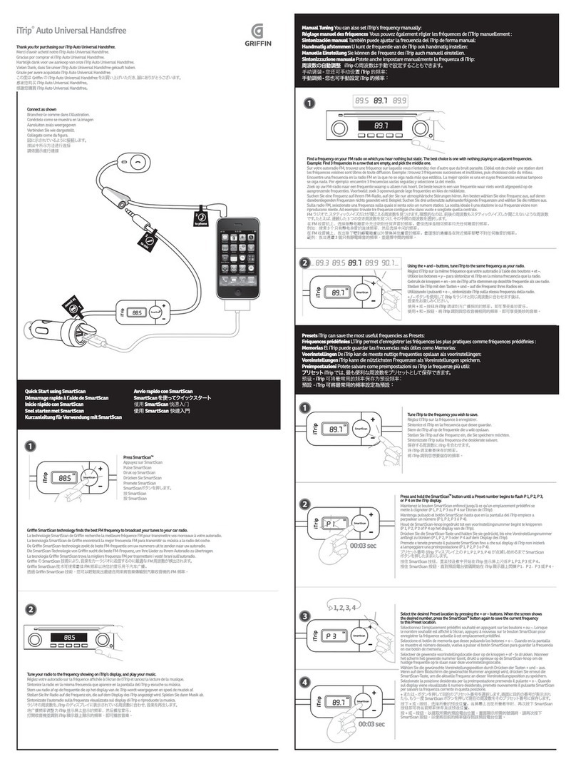 Griffin Technology iTrip P1238 quick start guide