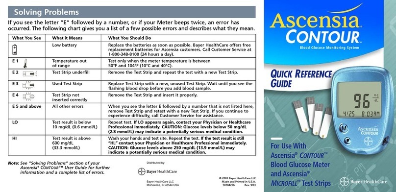 Bayer HealthCare Ascensia Contour Quick reference guide Bayer HealthCare Ascensia Contour Quick reference guide