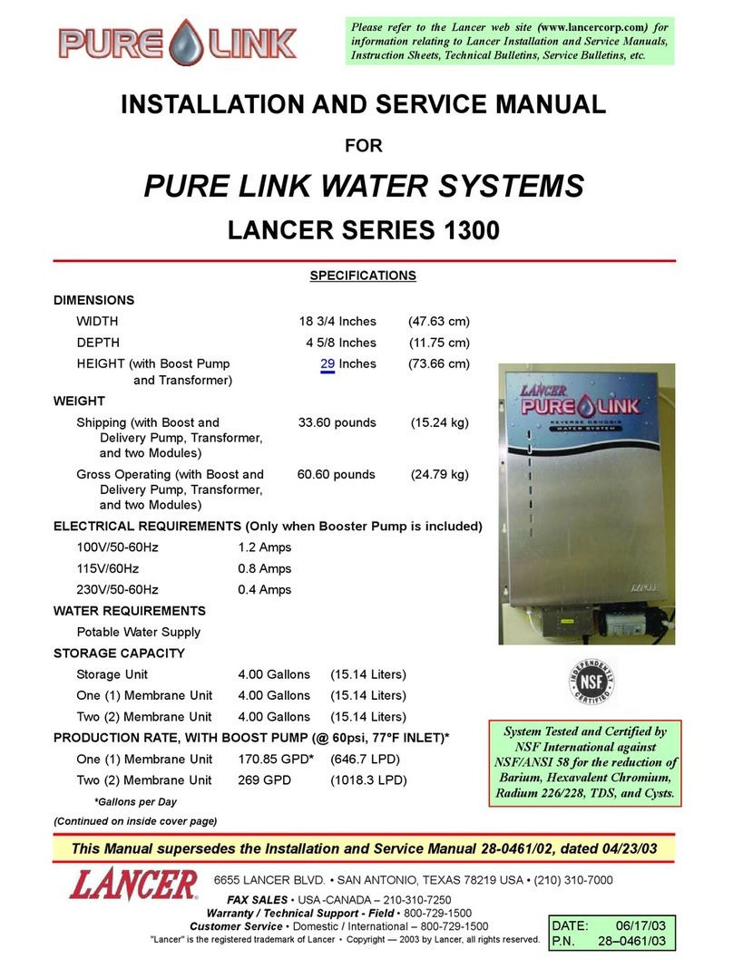 lancer Pure Link 1300 Series Installation and service manual