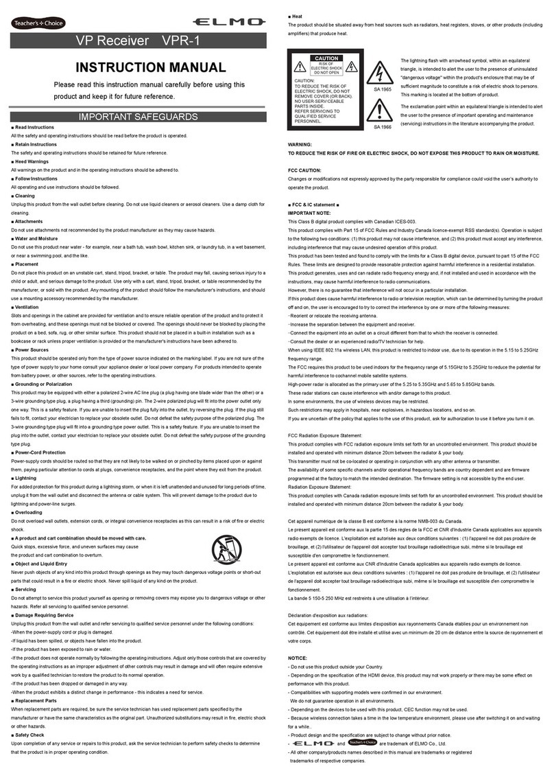 Elmo Teacher's Choice VPR-1 instruction manual