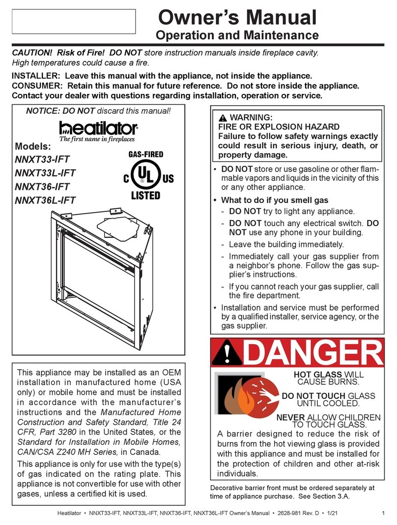 Heatilator NNXT33-IFT owner's manual