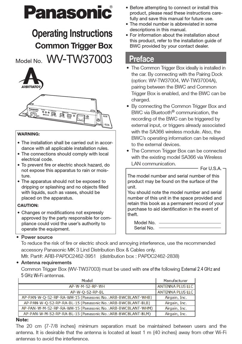 Panasonic Arbitrator WV-TW37003 User manual