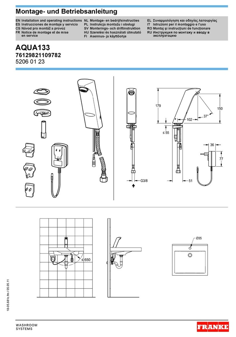 Franke AQUA133 Installation and operating instructions