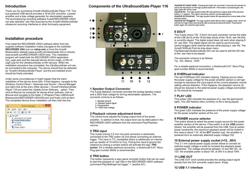 Avisoft UltraSoundGate Player 116 User manual