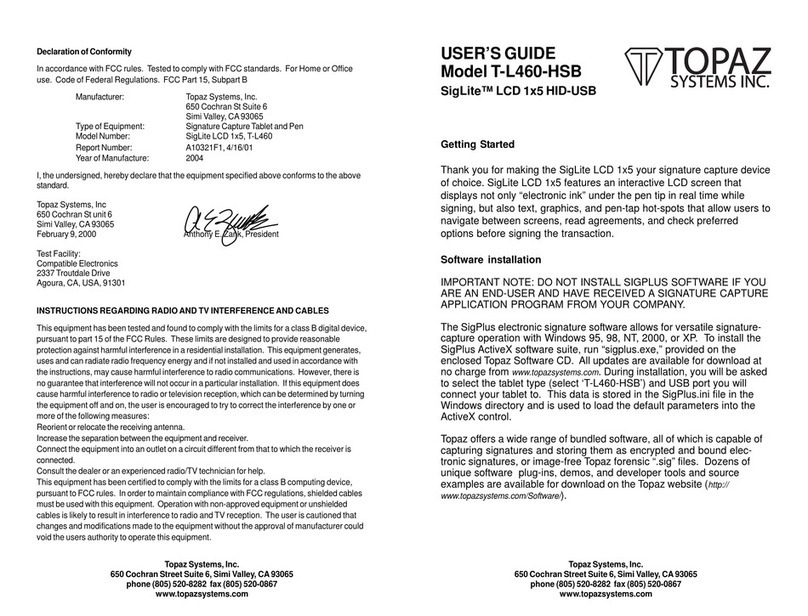 Topaz Systems SigLite LCD 1x5 user guide