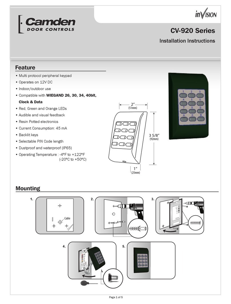 CAMDEN Invision CV-920 Series installation instructions