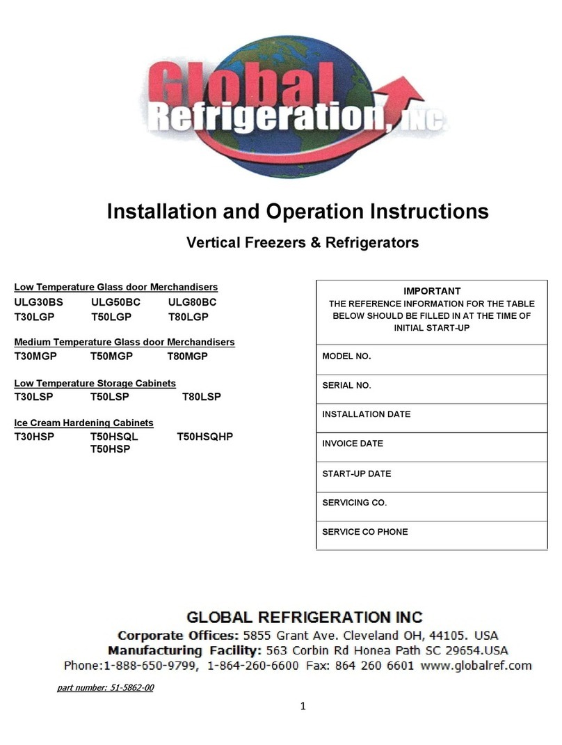 Global Refrigeration ULG30BS Installation and operation instructions Global Refrigeration ULG30BS Installation and operation instructions