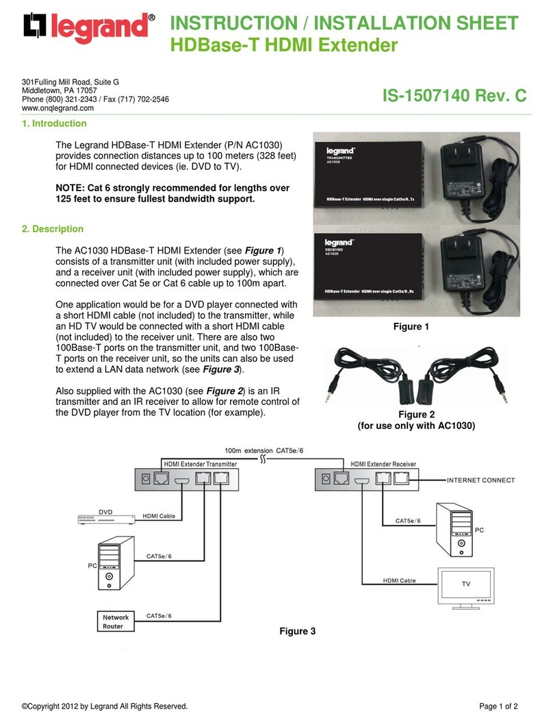 LEGRAND AC1030 Instruction/installation sheet
