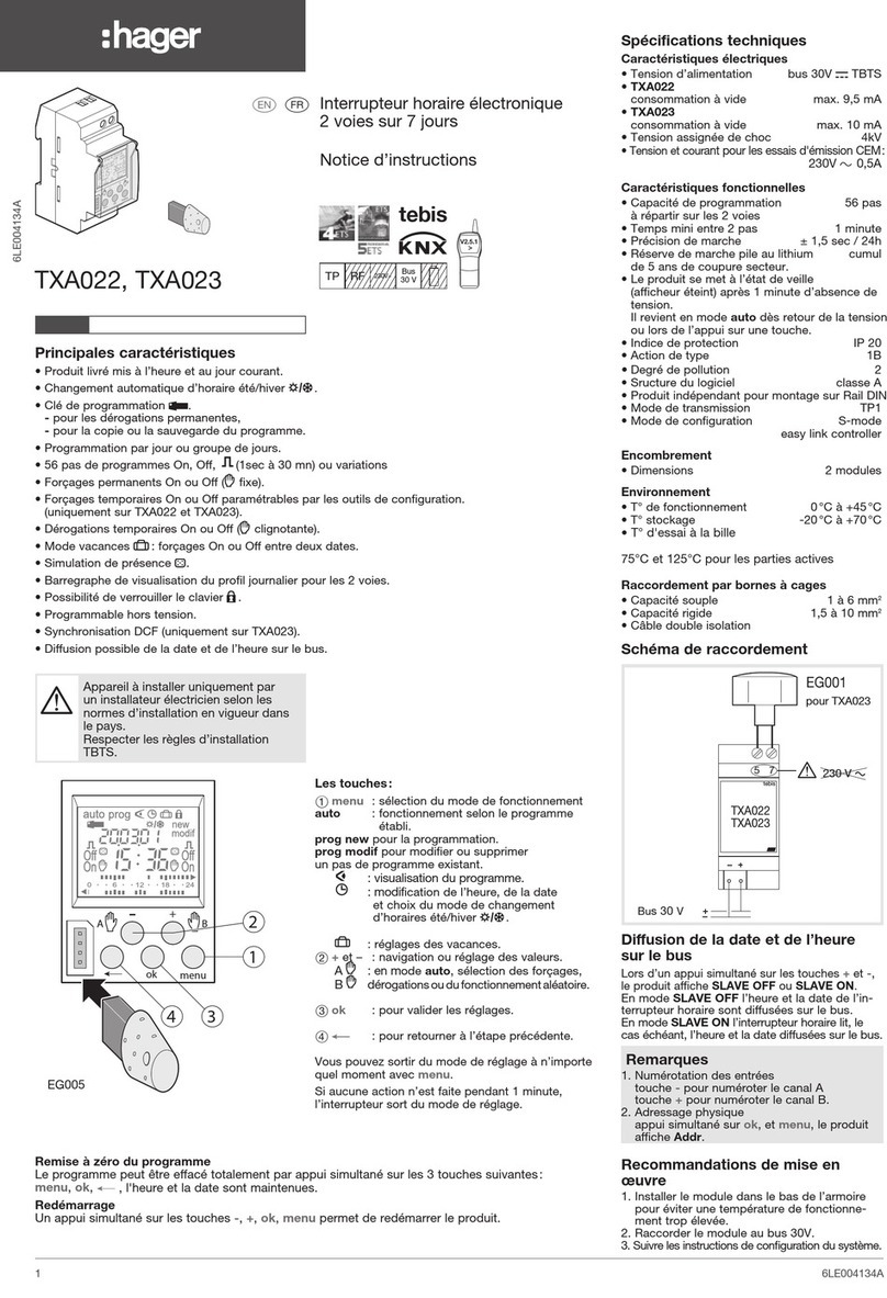 hager TXA022 Installation instructions