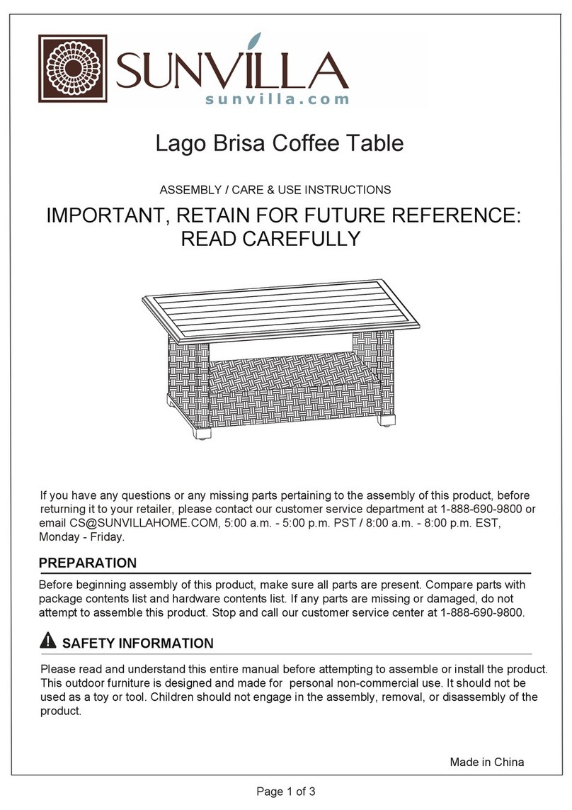 SUNVILLA Lago Brisa Assembly / care & use instructions SUNVILLA Lago Brisa Assembly / care & use instructions