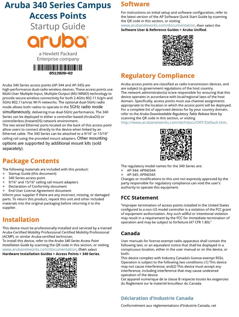 Hewlett Packard Enterprise Aruba 340 Series Startup guide Hewlett Packard Enterprise Aruba 340 Series Startup guide
