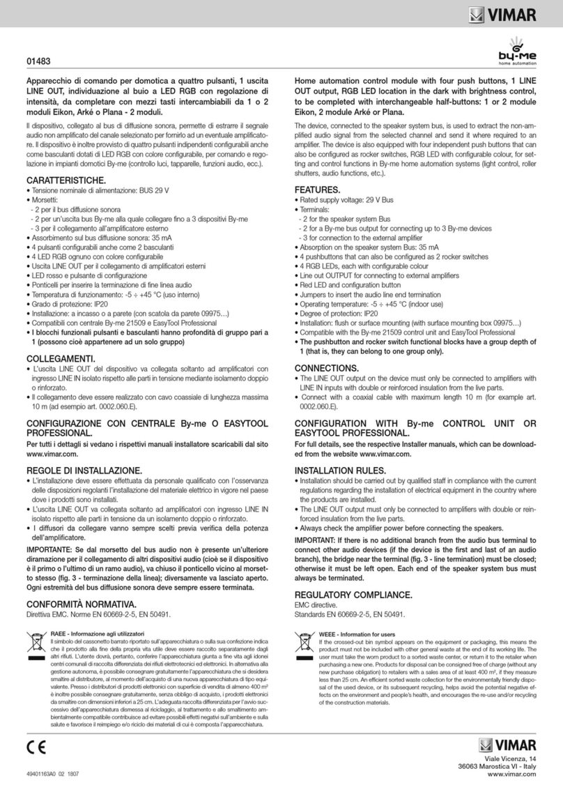 Vimar by-me 01483 User manual