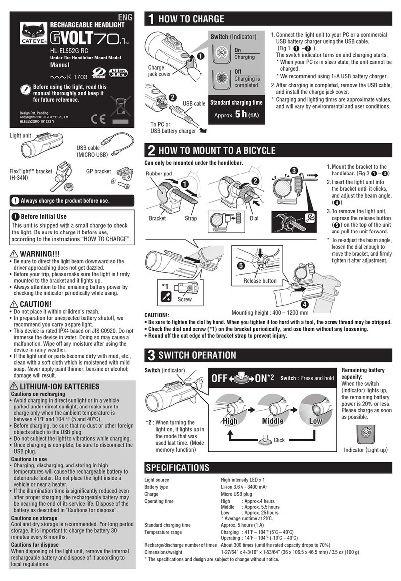 Cateye GVolt70.1 HL-EL552G-RC manual