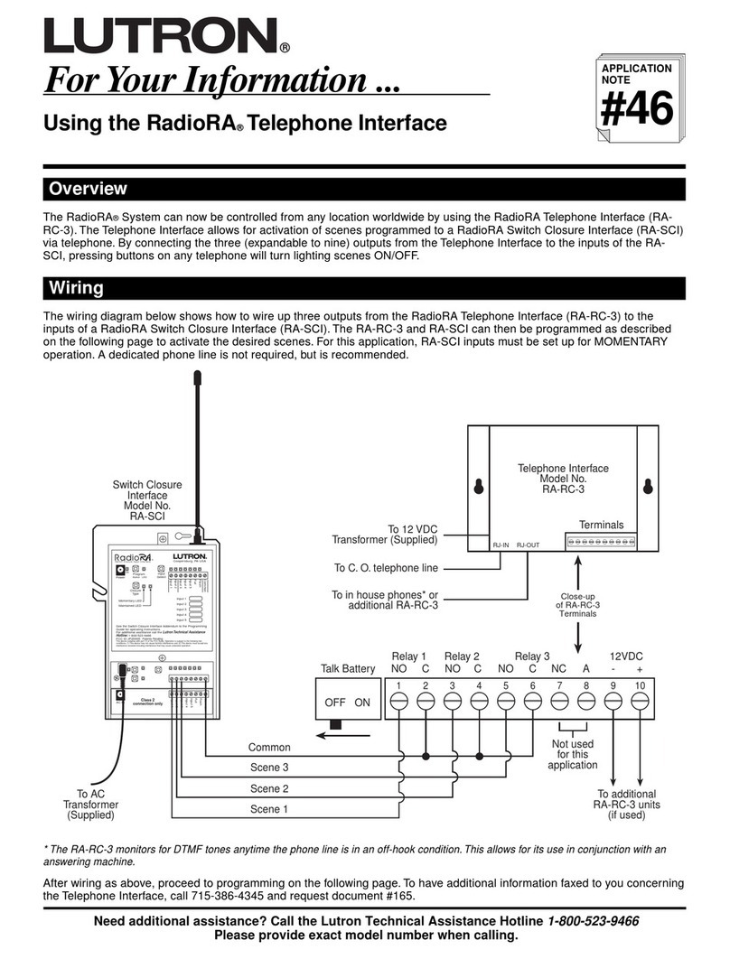 Lutron Electronics RadioRA RA-RC-3 User manual
