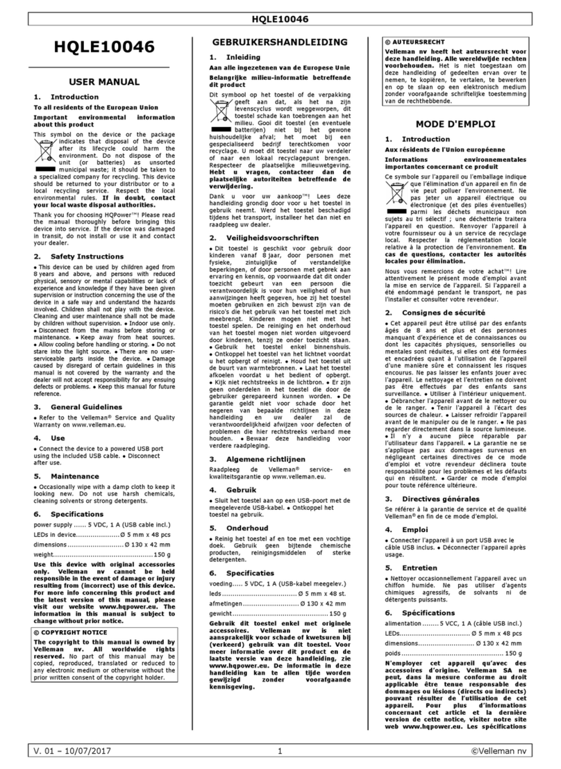 Velleman HQLE10046 User manual Velleman HQLE10046 User manual