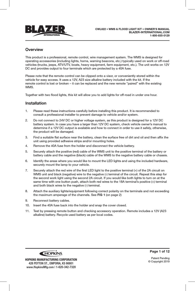 Hopkins BLAZER CWL622 owner's manual