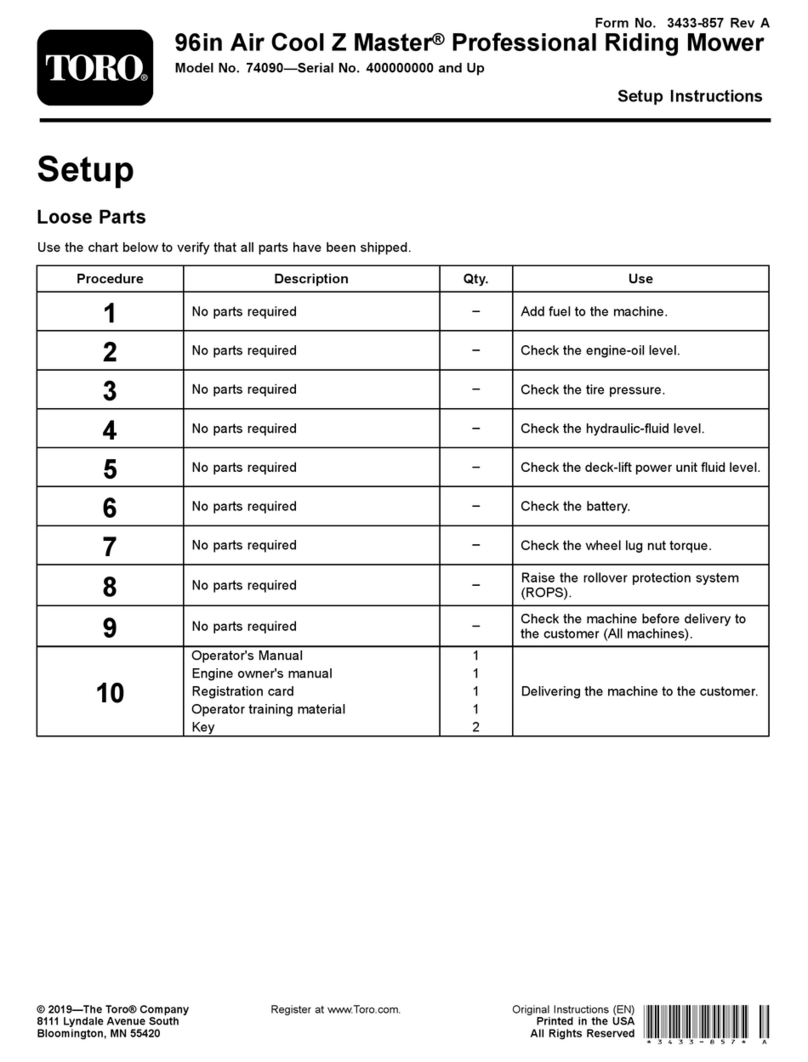Toro Air Cool Z Master 74090 Setup instructions