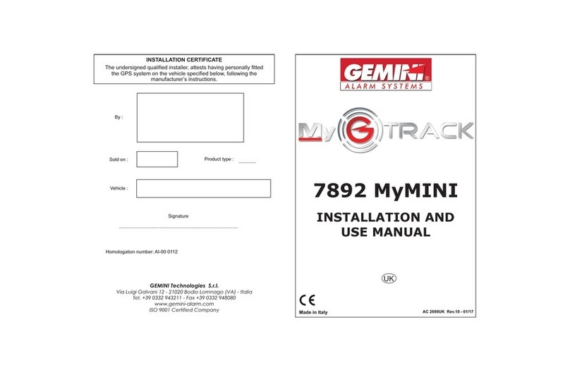 Gemini MyGTRACK 7892 MyMINI Installation and use manual
