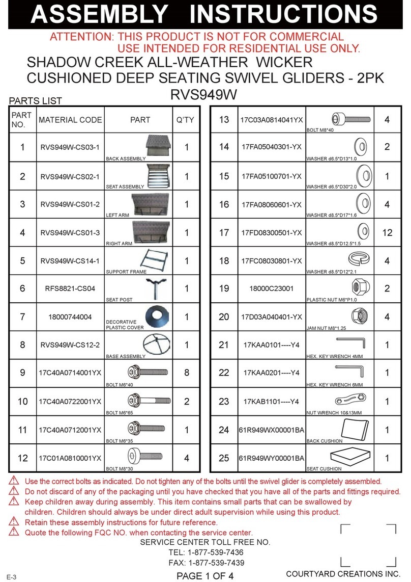 Courtyard Creations RVS949W User manual Courtyard Creations RVS949W User manual