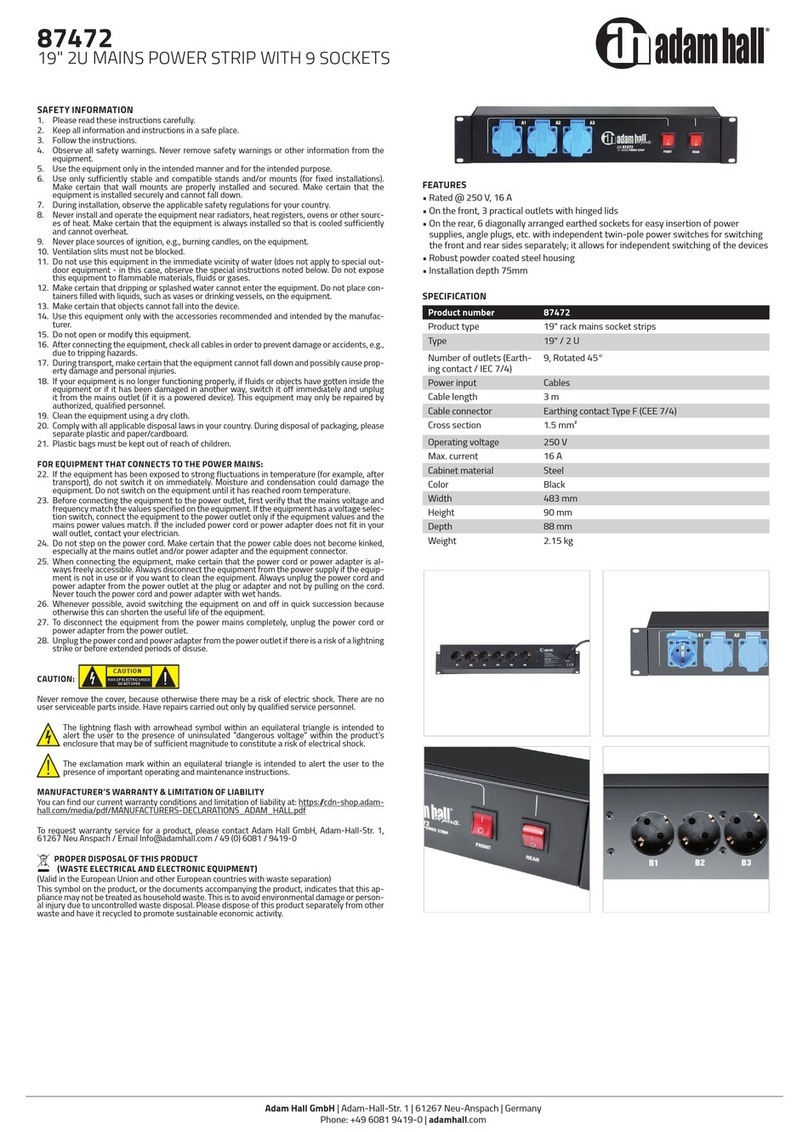 Adam Hall 87472 quick start guide