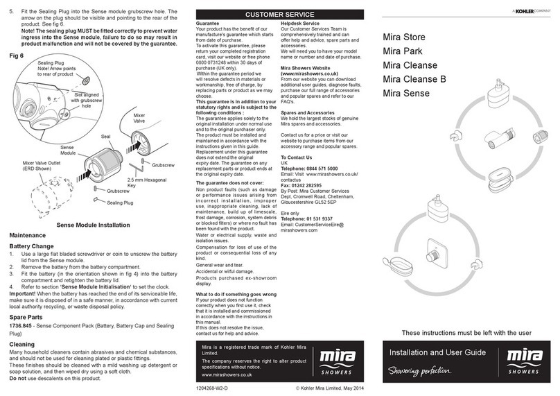 Kohler Mira Store User manual