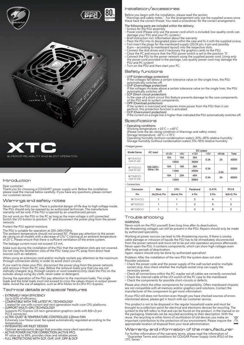 COUGAR XTC User manual COUGAR XTC User manual