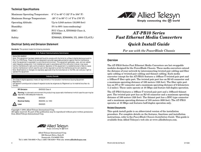 Allied Telesis AT-PB10 Series Quick install guide