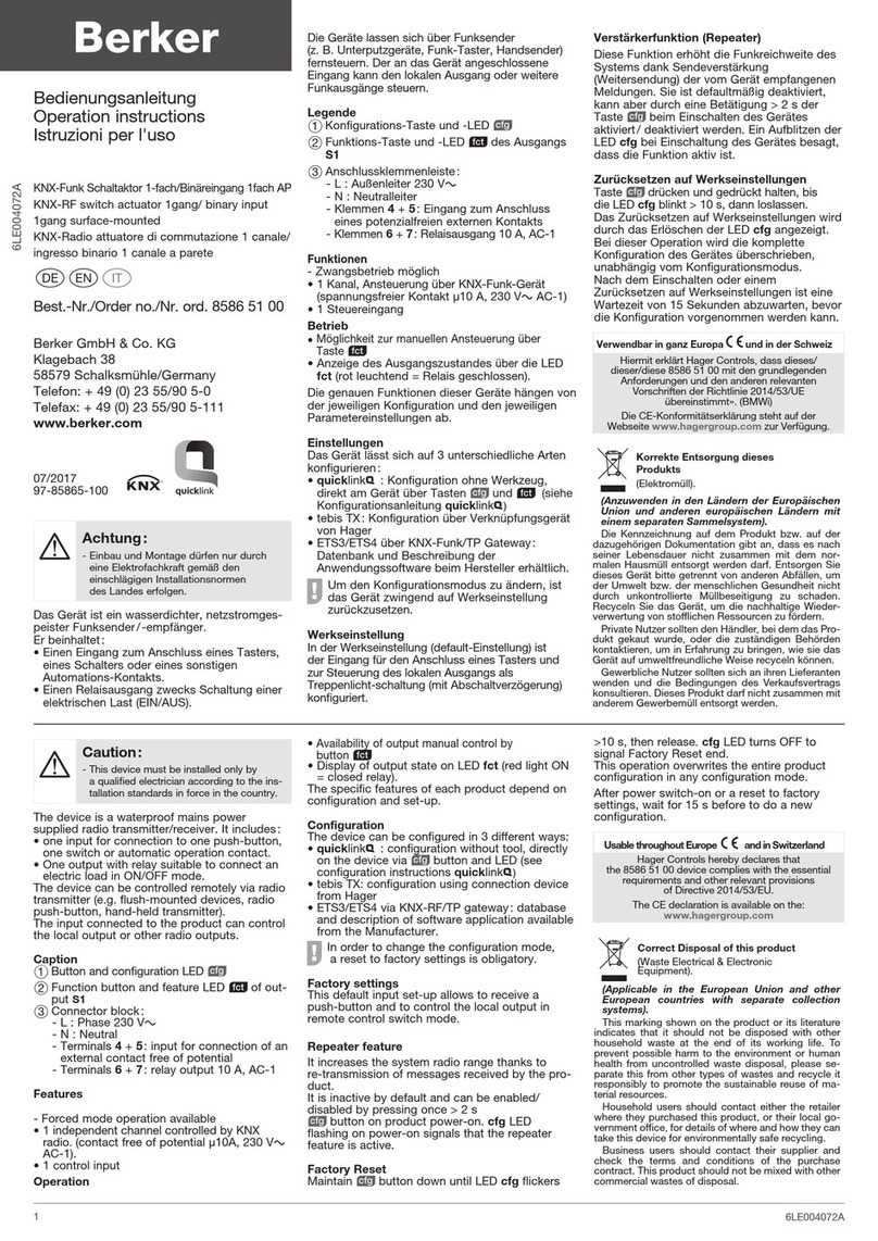 Berker 85865100 User manual