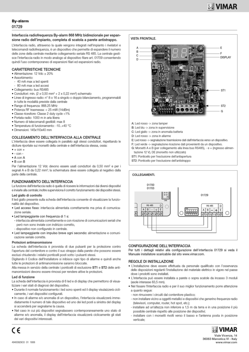 Vimar By-alarm 01729 User manual