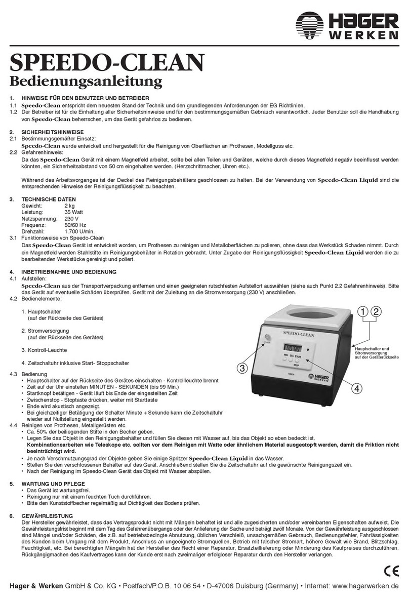 HAGER WERKEN SPEEDO-CLEAN Instructions for use