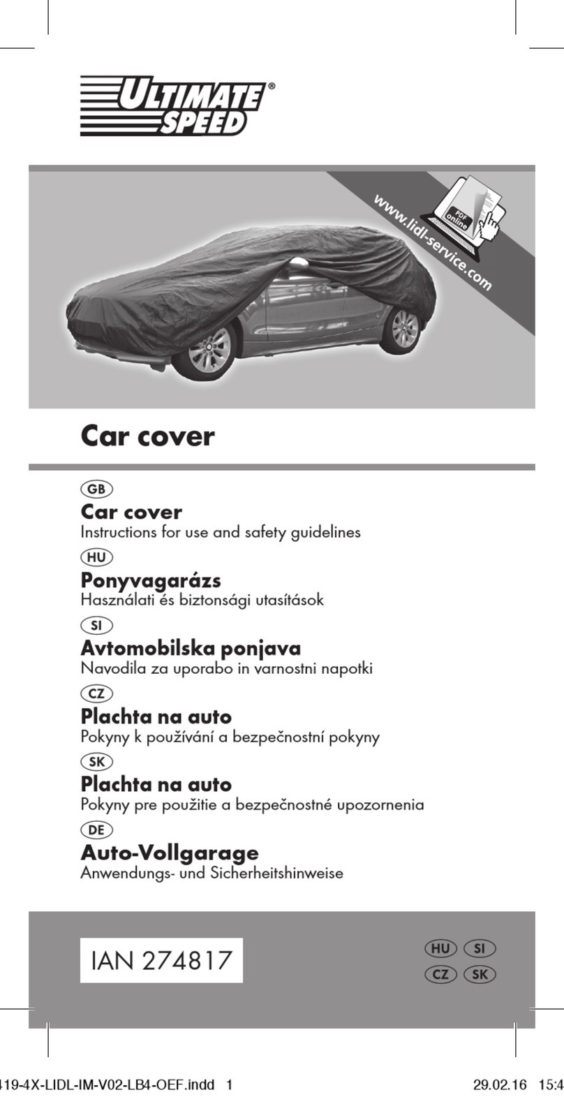 ULTIMATE SPEED 274817 Instructions for use and safety guidelines