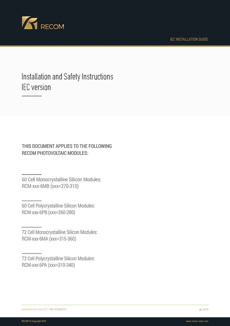 Recom RCM 6MB Series Installation and safety instructions