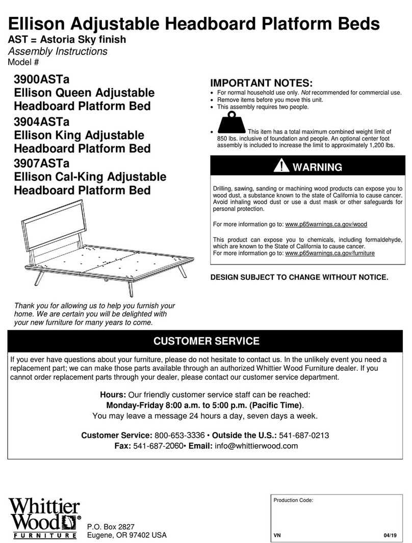 Whittier Wood Ellison Queen Adjustable Headboard Platform Bed... Assembly instructions