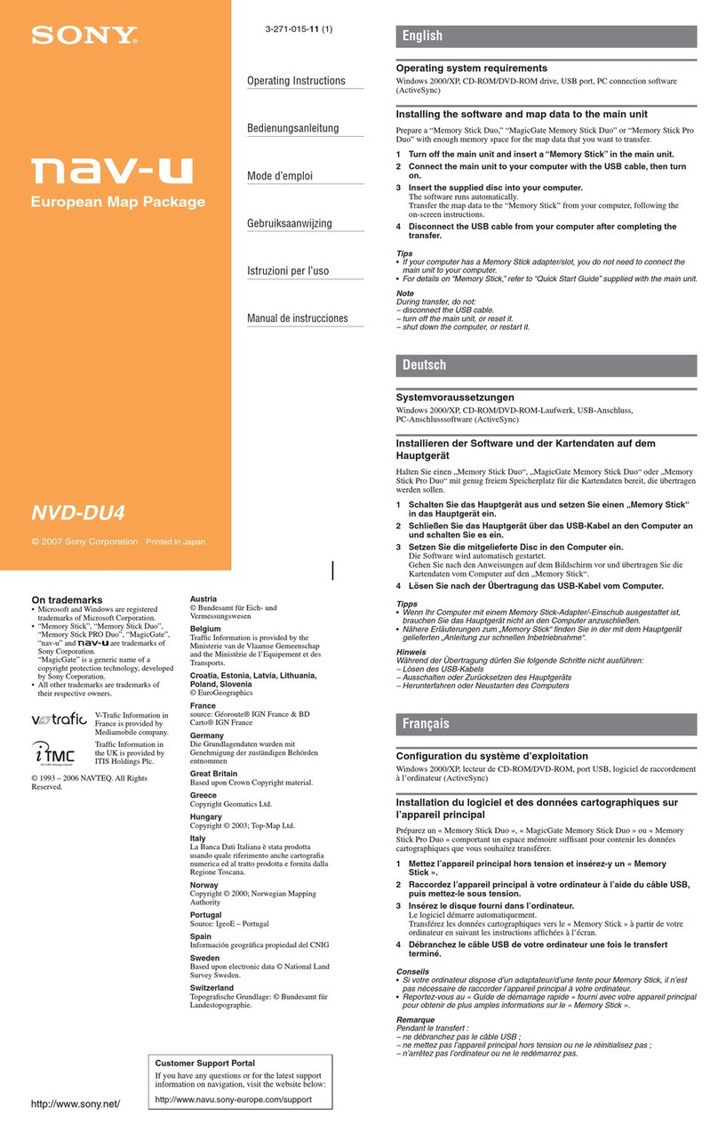 Sony nav-u NVD-DU4 operating instructions