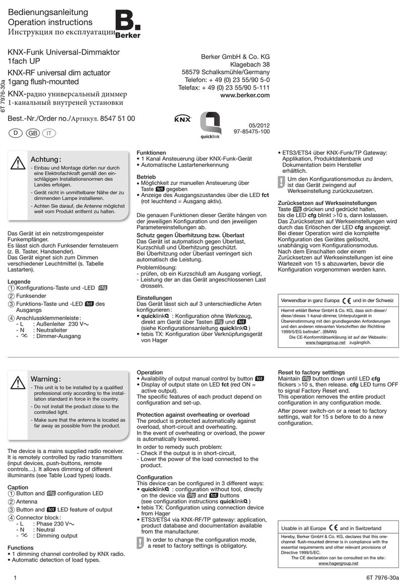 Berker 85475100 User manual