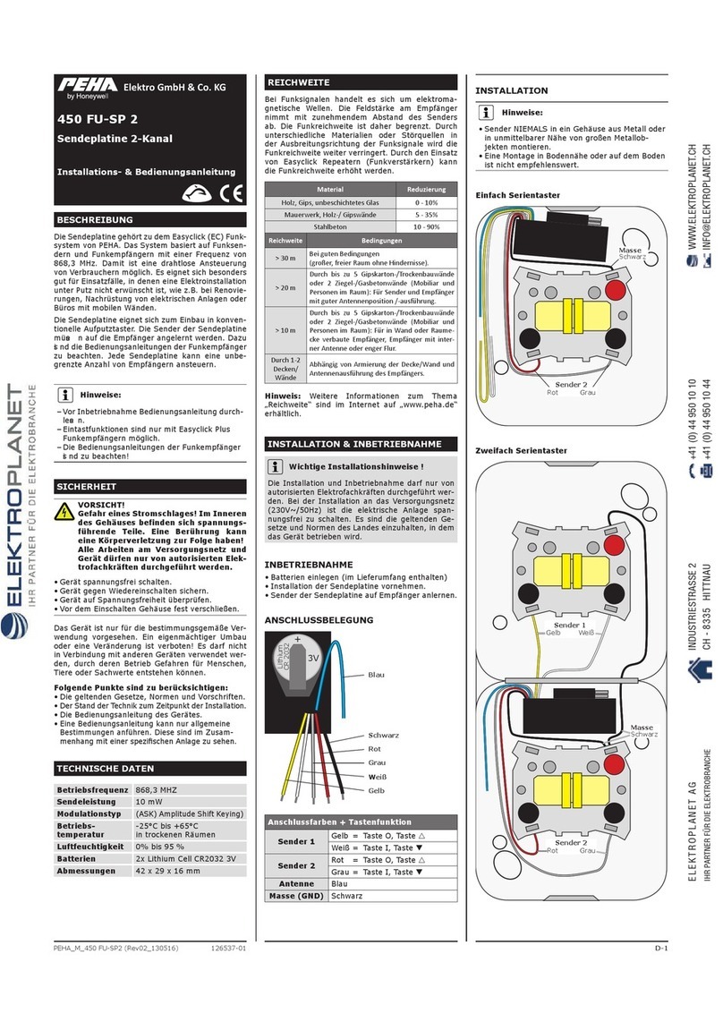 PEHA 450 FU-SP 2 Installation and operating instructions
