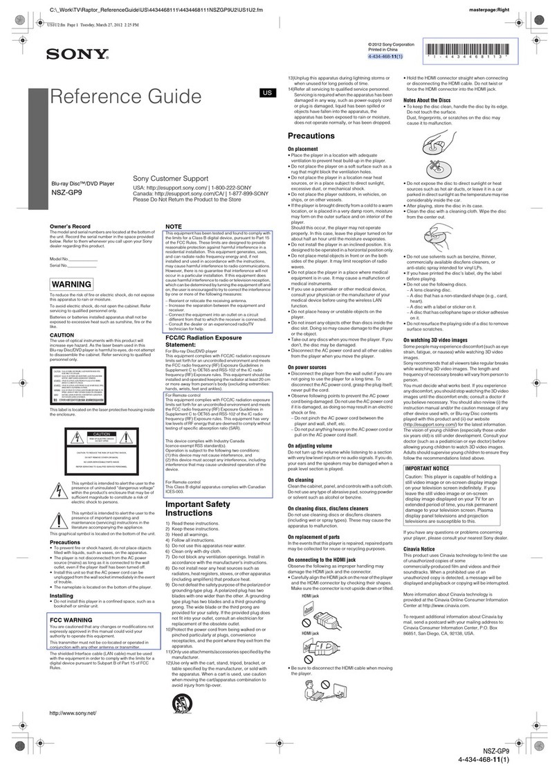 Sony NSZ-GP9 User manual